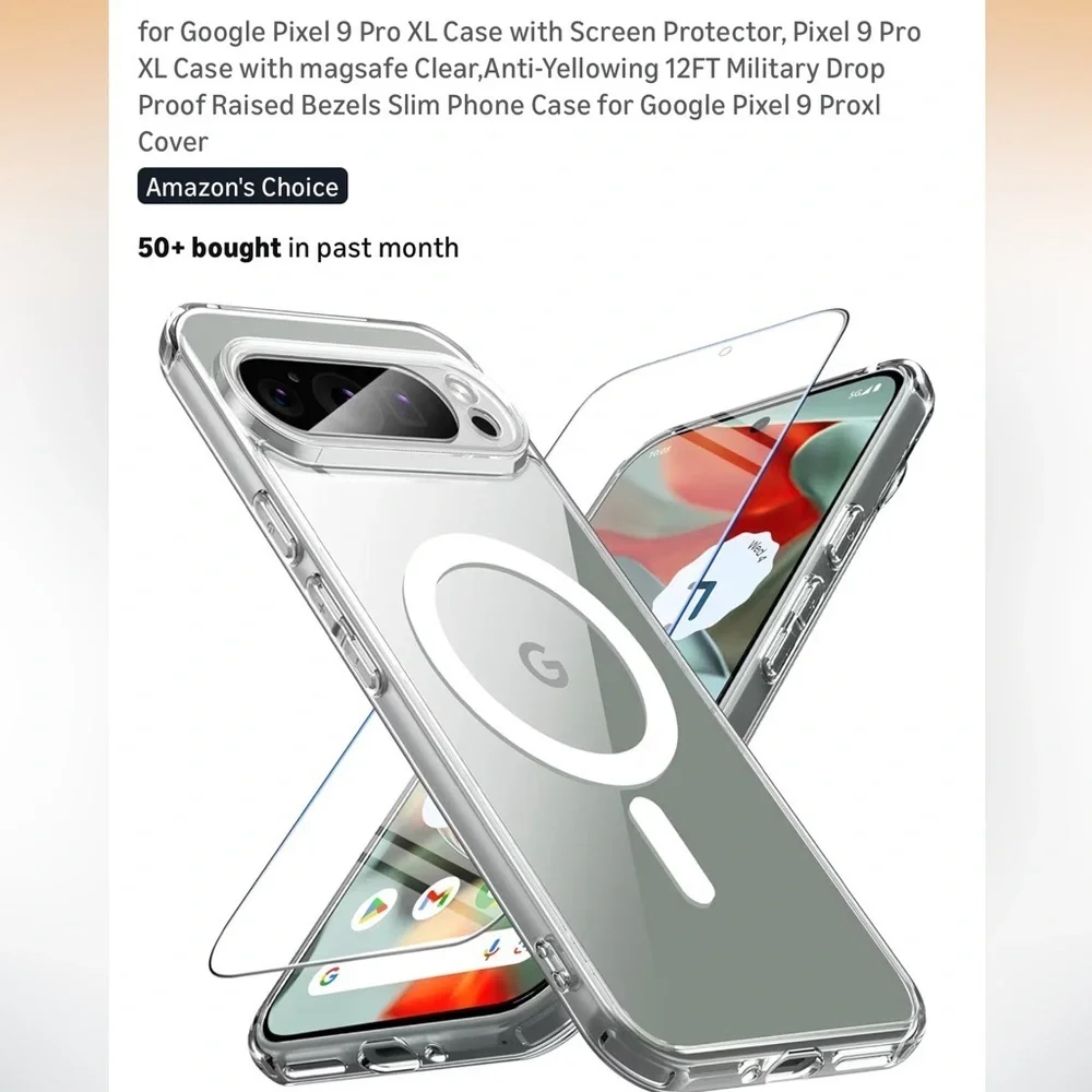 Phone Case with Screen Protector for Google Pixel 9 pro XL
